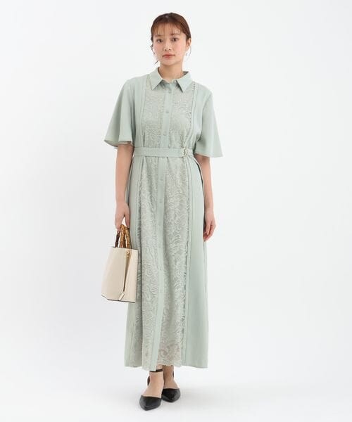 Andemiu（アンデミュウ）の「フロントキリカエレースワンピース（ワンピース/ドレス・ライトグレー(11)/グリーン(71)/ネイビー(88)・F）」の2枚目の写真