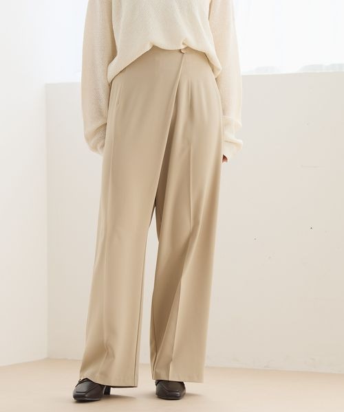 Andemiu（アンデミュウ）の「ラップ風ボタンパンツ（パンツ・ベージュ(52)/ネイビー(88)・S/M）」の4枚目の写真