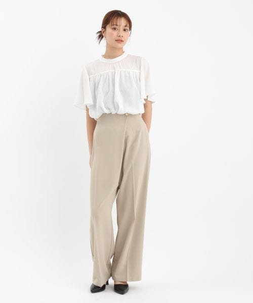 Andemiu（アンデミュウ）の「ラップ風ボタンパンツ（パンツ・ベージュ(52)/ネイビー(88)・S/M）」の5枚目の写真