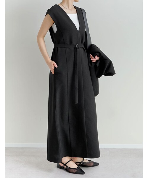 Re:EDIT（リエディ）の「ホップサックツイードVネックジャンスカ - ワンピース通販 | 人気レディースファッション - Re:EDIT（リエディ）（その他・レディース・ブラック/グレー/ブラウン/イエローベージュ・SC/M/MT/L）」の13枚目の写真