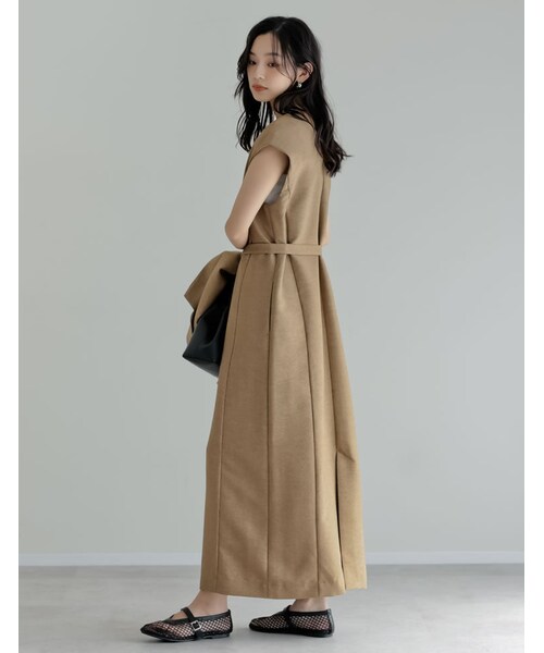 Re:EDIT（リエディ）の「ホップサックツイードVネックジャンスカ - ワンピース通販 | 人気レディースファッション - Re:EDIT（リエディ）（その他・レディース・ブラック/グレー/ブラウン/イエローベージュ・SC/M/MT/L）」の6枚目の写真