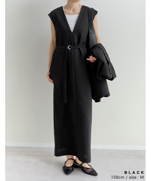 Re:EDIT（リエディ）の「ホップサックツイードVネックジャンスカ - ワンピース通販 | 人気レディースファッション - Re:EDIT（リエディ）（その他・レディース・ブラック/グレー/ブラウン/イエローベージュ・SC/M/MT/L）」の12枚目の写真