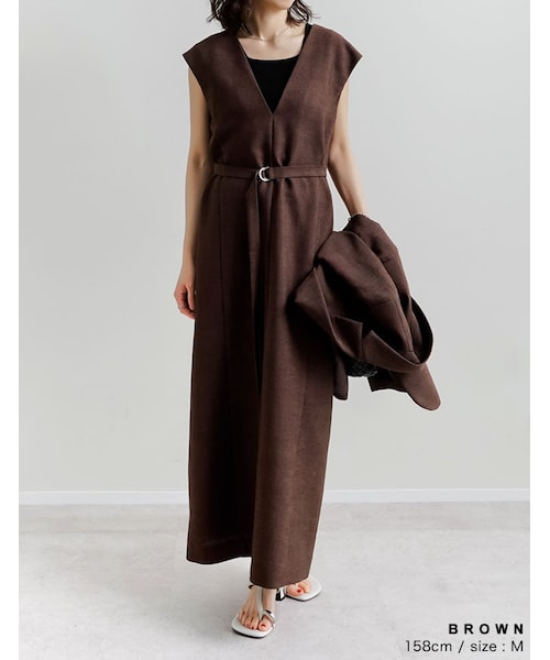 Re:EDIT（リエディ）の「ホップサックツイードVネックジャンスカ - ワンピース通販 | 人気レディースファッション - Re:EDIT（リエディ）（その他・レディース・ブラック/グレー/ブラウン/イエローベージュ・SC/M/MT/L）」の16枚目の写真