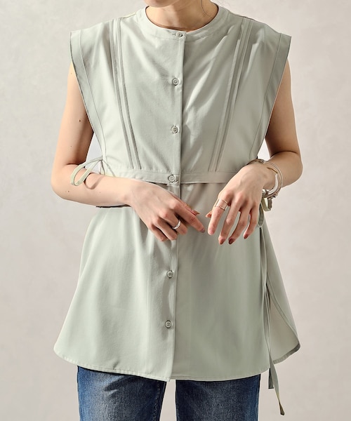 ORiental TRaffic（オリエンタルトラフィック）の「エプロンカラーノースリブラウス/AC1035（その他・レディース・ブラック/グリーン/ホワイト・FREESIZE）」の6枚目の写真