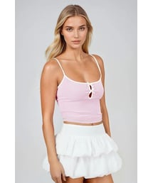 Sweet Tease Cutout Bow Cami Top - Pink