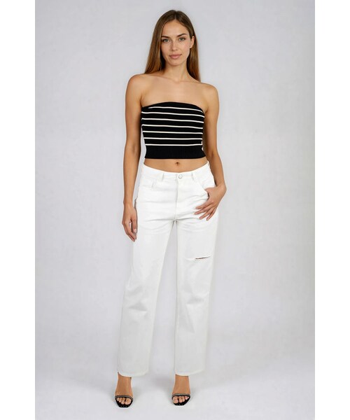 TOBI（-）の「Act Cute Strapless Stripe Crop Top - Black（トップス・レディース・other）」の9枚目の写真
