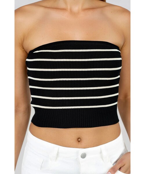 TOBI（-）の「Act Cute Strapless Stripe Crop Top - Black（トップス・レディース・other）」の11枚目の写真