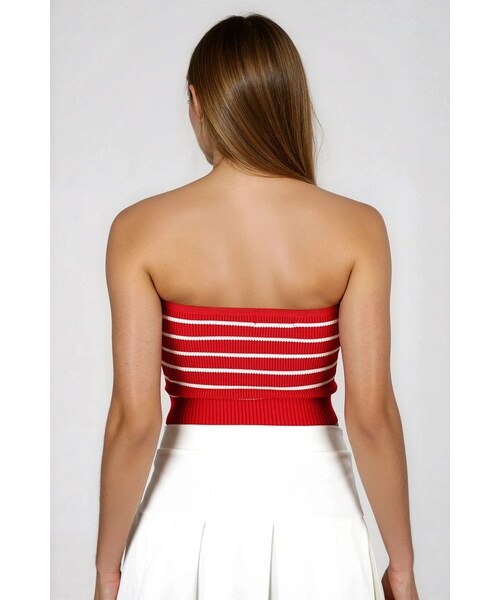 TOBI（-）の「Act Cute Strapless Stripe Crop Top - Black（トップス・レディース・other）」の6枚目の写真