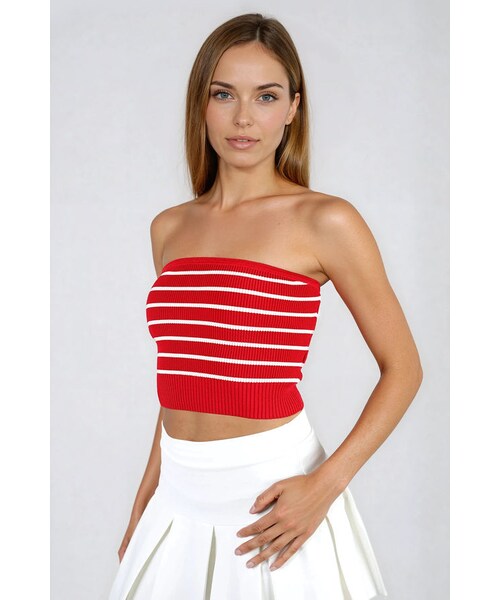 TOBI（-）の「Act Cute Strapless Stripe Crop Top - Black（トップス・レディース・other）」の7枚目の写真