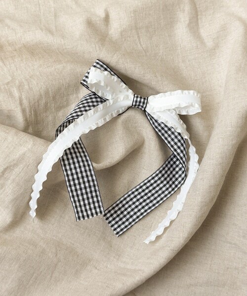3coins（3coins）の「ギンガムチェックリボンクリップ／KIDS（バレッタ/ヘアクリップ・キッズ・ブルー/ブラック/レッド・FREE）」の2枚目の写真