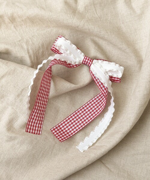 3coins（3coins）の「ギンガムチェックリボンクリップ／KIDS（バレッタ/ヘアクリップ・キッズ・ブルー/ブラック/レッド・FREE）」の3枚目の写真