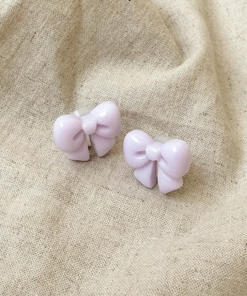 3coins（3coins）の「パステルカラーリボンイヤリング／KIDS（イヤリング・キッズ・アイボリー/パープル/ブルー・FREE）」の3枚目の写真