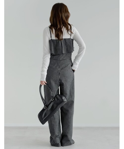 Re:EDIT（リエディ）の「ギンガムチェックビスチェ風オールインワン - オールインワン通販 | 人気レディースファッション - Re:EDIT（リエディ）（その他・レディース・ブラック・SC/M/MT/L）」の8枚目の写真