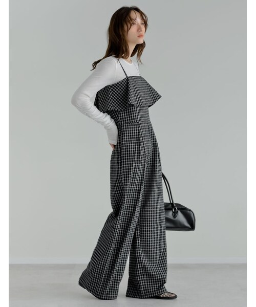 Re:EDIT（リエディ）の「ギンガムチェックビスチェ風オールインワン - オールインワン通販 | 人気レディースファッション - Re:EDIT（リエディ）（その他・レディース・ブラック・SC/M/MT/L）」の7枚目の写真