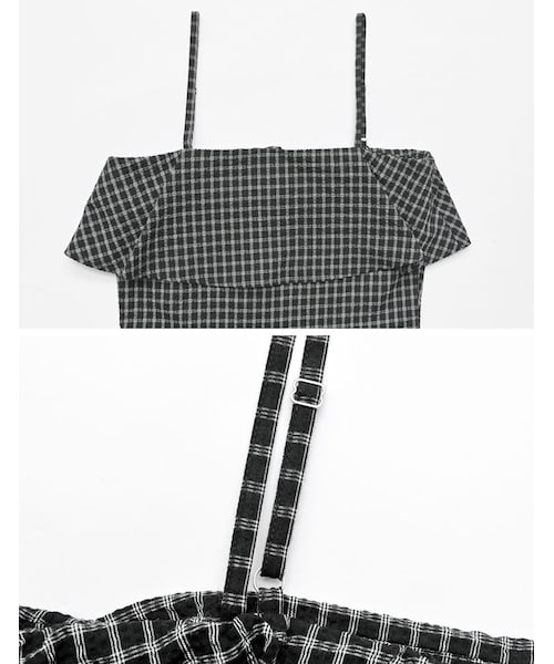 Re:EDIT（リエディ）の「ギンガムチェックビスチェ風オールインワン - オールインワン通販 | 人気レディースファッション - Re:EDIT（リエディ）（その他・レディース・ブラック・SC/M/MT/L）」の12枚目の写真