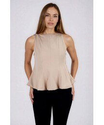 TOBI | Workday Chic Peplum Top - Taupe