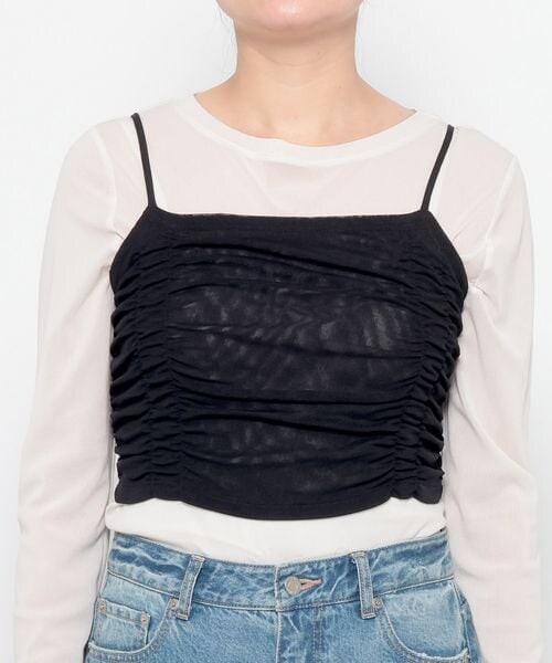 LOWRYS FARM(ローリーズファーム)の「シャーリングキャミ(その他・アイボリー08/ブラック09/ブルー84・FREE)」の6枚目の写真