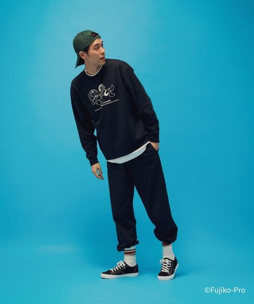 GLOBAL WORK（グローバルワーク）の「ドラえもん/ルームウェアSET/646965（その他・メンズ・杢グレー12/ネイビー88・M/L）」の2枚目の写真