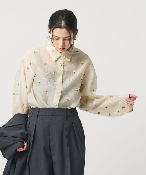 ビューティー&ユース　ユナイテッドアローズ 　フラワーモチーフジャガードシャツ BEAUTY&YOUTH UNITED ARROWS（ビューティーアンドユースユナイテッド