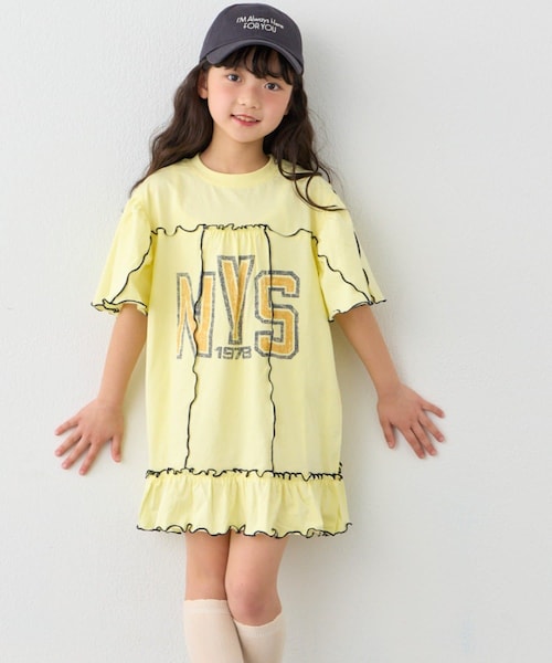 CIAOPANIC TYPY(チャオパニックティピー)の「【KIDS】メロウ切替チュニックワンピ(ワンピース・キッズ・チャコールグレー/イエロー/グレー・130/110/150)」の3枚目の写真