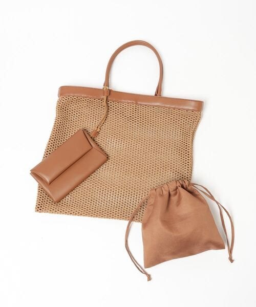 Andemiu（アンデミュウ）の「メッシュスクエアトート（バッグ・ホワイト(08)/ブラウン(58)・F）」の6枚目の写真