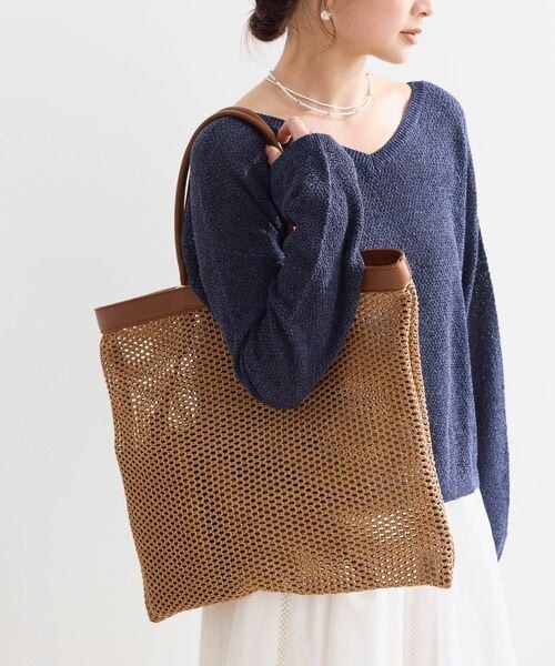 Andemiu（アンデミュウ）の「メッシュスクエアトート（バッグ・ホワイト(08)/ブラウン(58)・F）」の4枚目の写真