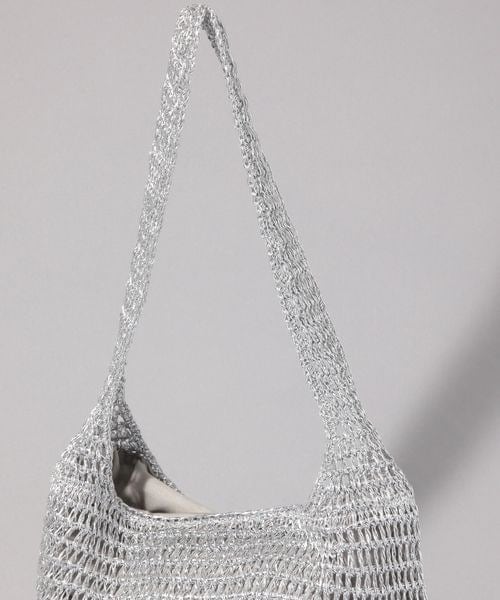 JEANASIS（ジーナシス）の「メタリッククロシェBAG（バッグ・シルバー(12)・FREE）」の4枚目の写真