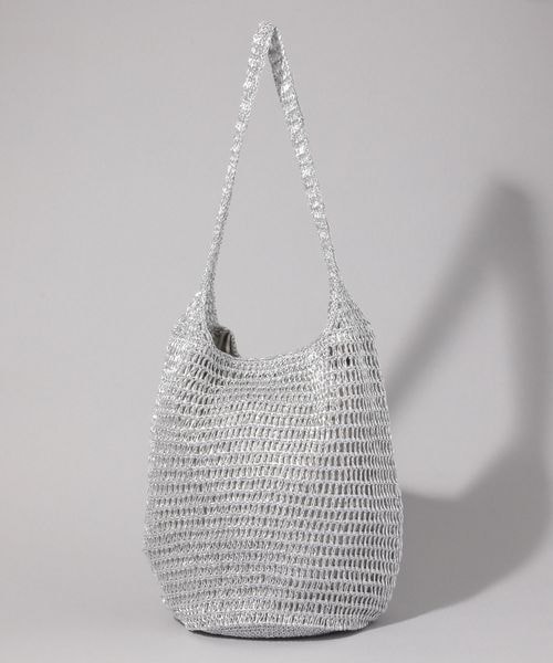 JEANASIS（ジーナシス）の「メタリッククロシェBAG（バッグ・シルバー(12)・FREE）」の3枚目の写真