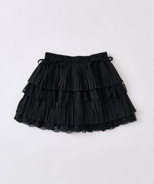 OLIVE des OLIVE（オリーブデオリーブ）の「プリーツレースティアードミニスカート（スカート・レディース・オフホワイト/ピンク/ブラック・FREE）」の2枚目の写真