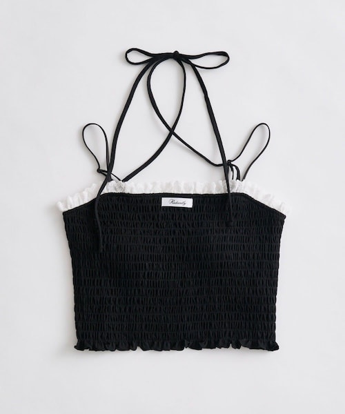 OLIVE des OLIVE（オリーブデオリーブ）の「綿レースシャーリングキャミ（キャミソール・レディース・ピンク/オフホワイト/ブラック・FREE）」の3枚目の写真