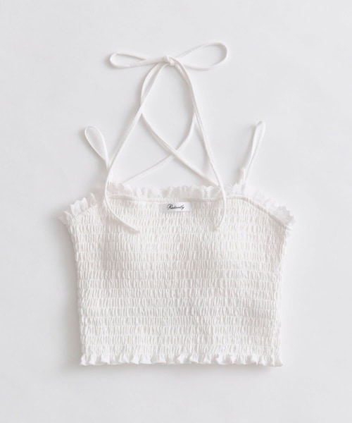 OLIVE des OLIVE（オリーブデオリーブ）の「綿レースシャーリングキャミ（キャミソール・レディース・ピンク/オフホワイト/ブラック・FREE）」の2枚目の写真