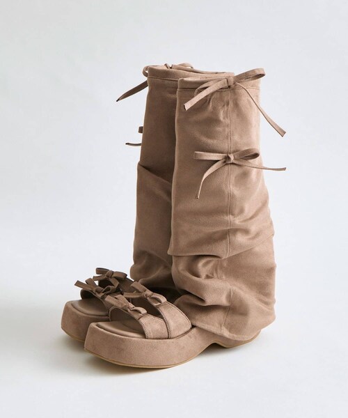 OLIVE des OLIVE（オリーブデオリーブ）の「カバー付きリボンサンダル（その他シューズ・レディース・ブラック/モカ・S/L/M）」の2枚目の写真