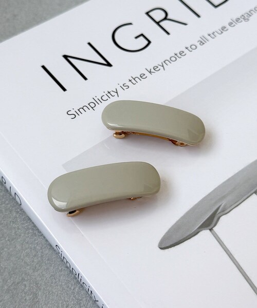 3coins（3coins）の「ムジミニバレッタ2個セット（バレッタ/ヘアクリップ・レディース・アイボリー/パープル/ブラウン・FREE）」の2枚目の写真