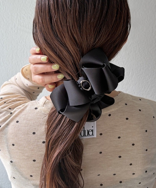 Lattice（Lattice）の「リボンクリップ（バレッタ/ヘアクリップ・レディース・ベージュ/ブラック/グレー・FREE）」の2枚目の写真