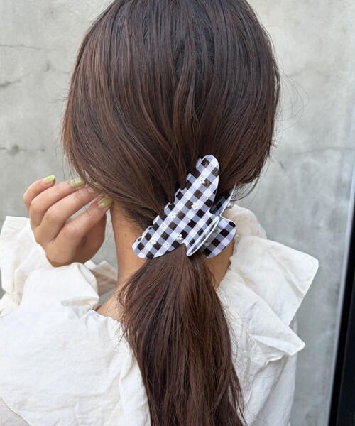 Lattice（Lattice）の「チェックフラワークリップ（バレッタ/ヘアクリップ・レディース・レッド/ブラック/ブルー・FREE）」の2枚目の写真