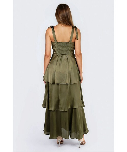 TOBI（-）の「Fresh Prespective Tiered Satin Maxi Dress - Olive（ワンピース/ドレス・レディース・other）」の2枚目の写真