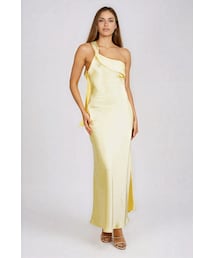 Turn Glam One Shoulder Satin Maxi Dress - Butter