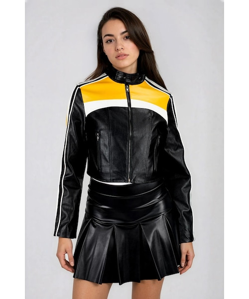 TOBI（-）の「Night Rider Cropped Moto Jacket - Black/Yellow（その他・レディース・other）」の2枚目の写真