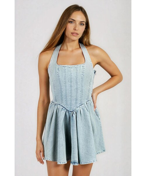 TOBI（-）の「Out & About Denim Halter Mini Dress - Light Denim（ワンピース/ドレス・レディース・other）」の3枚目の写真