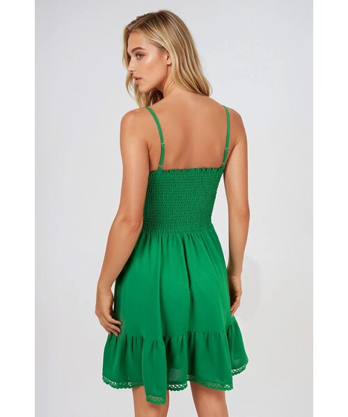 TOBI（-）の「Start Fresh Lace Trim Smocked Mini Dress - Kelly Green（ワンピース/ドレス・レディース・other）」の3枚目の写真