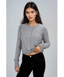 TOBI | Off the Edge Button Down Sweater Cardigan - Heather Grey