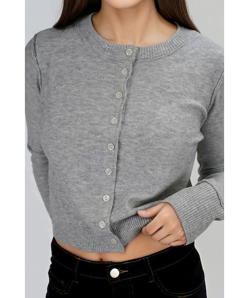 TOBI（-）の「Off the Edge Button Down Sweater Cardigan - Heather Grey（トップス・レディース・other）」の4枚目の写真