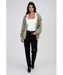 TOBI | Breezy Mood Striped Hooded Jacket - Green