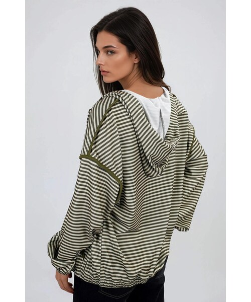 TOBI（-）の「Breezy Mood Striped Hooded Jacket - Green（その他・レディース・other）」の3枚目の写真
