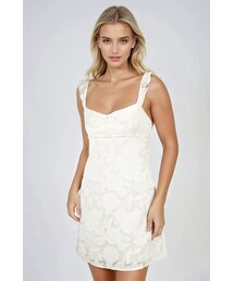 Sweetheart Muse Ruffle Lace Up Back Mini Dress - Off White