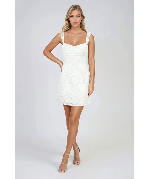 TOBI（-）の「Sweetheart Muse Ruffle Lace Up Back Mini Dress - Off White（ワンピース/ドレス・レディース・other）」の3枚目の写真
