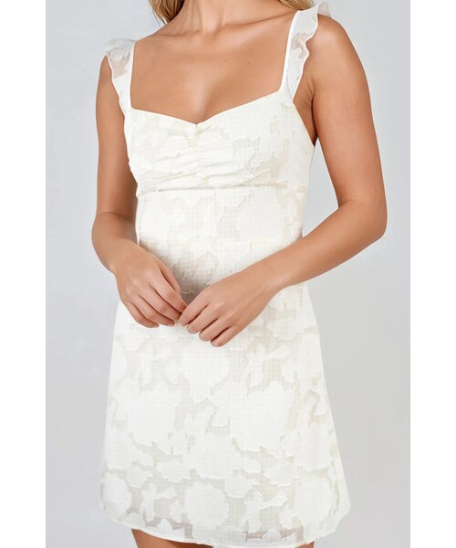 TOBI（-）の「Sweetheart Muse Ruffle Lace Up Back Mini Dress - Off White（ワンピース/ドレス・レディース・other）」の4枚目の写真