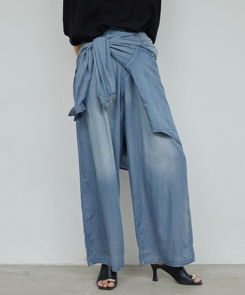 GALLARDAGALANTE（ガリャルダガランテ）の「【3/20(金) 8:00～ 予約開始】【夏でも快適】シアーデニムパンツ（デニムパンツ・レディース・ベージュ/ブルー・0/1）」の2枚目の写真