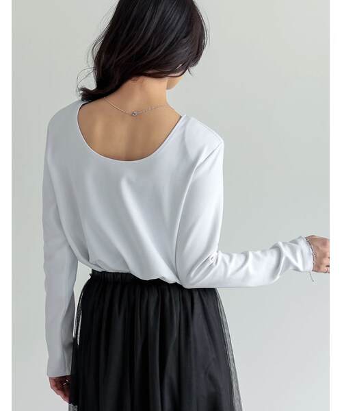 Re:EDIT（リエディ）の「前後2WAYショルダーパッドカットソー - トップス通販 | 人気レディースファッション - Re:EDIT（リエディ）（その他・レディース・ブラック/ホワイト/グレー/カーキ・M/L）」の17枚目の写真