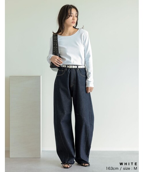 Re:EDIT（リエディ）の「前後2WAYショルダーパッドカットソー - トップス通販 | 人気レディースファッション - Re:EDIT（リエディ）（その他・レディース・ブラック/ホワイト/グレー/カーキ・M/L）」の19枚目の写真